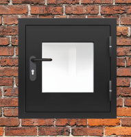 Люк металлический черный с окном