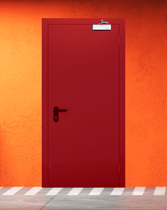 Противопожарная однопольная красная дверь EIW 45