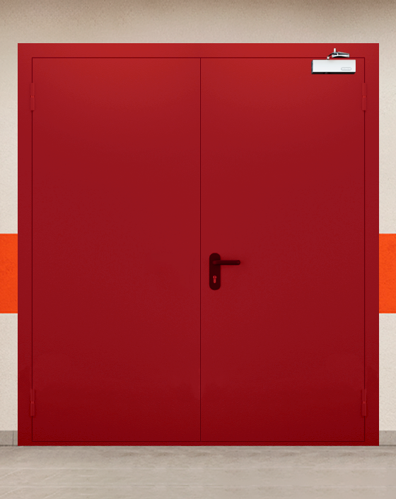 Противопожарная двупольная красная дверь EIWS 90