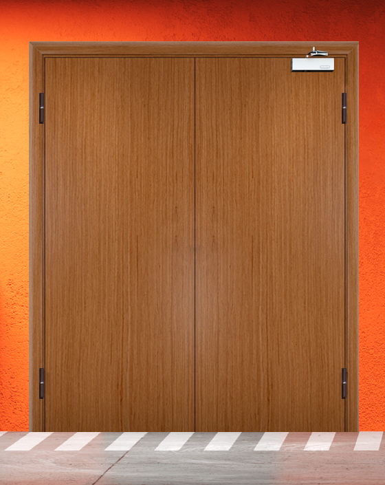 Противопожарная двупольная шпон дверь