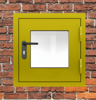 Люк металлический желтый с окном